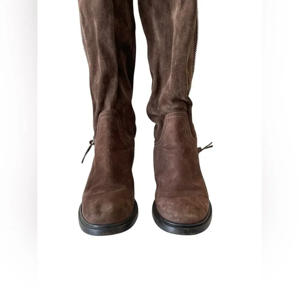 Miu Miu brown suede knee-high riding boots Size:39.5
